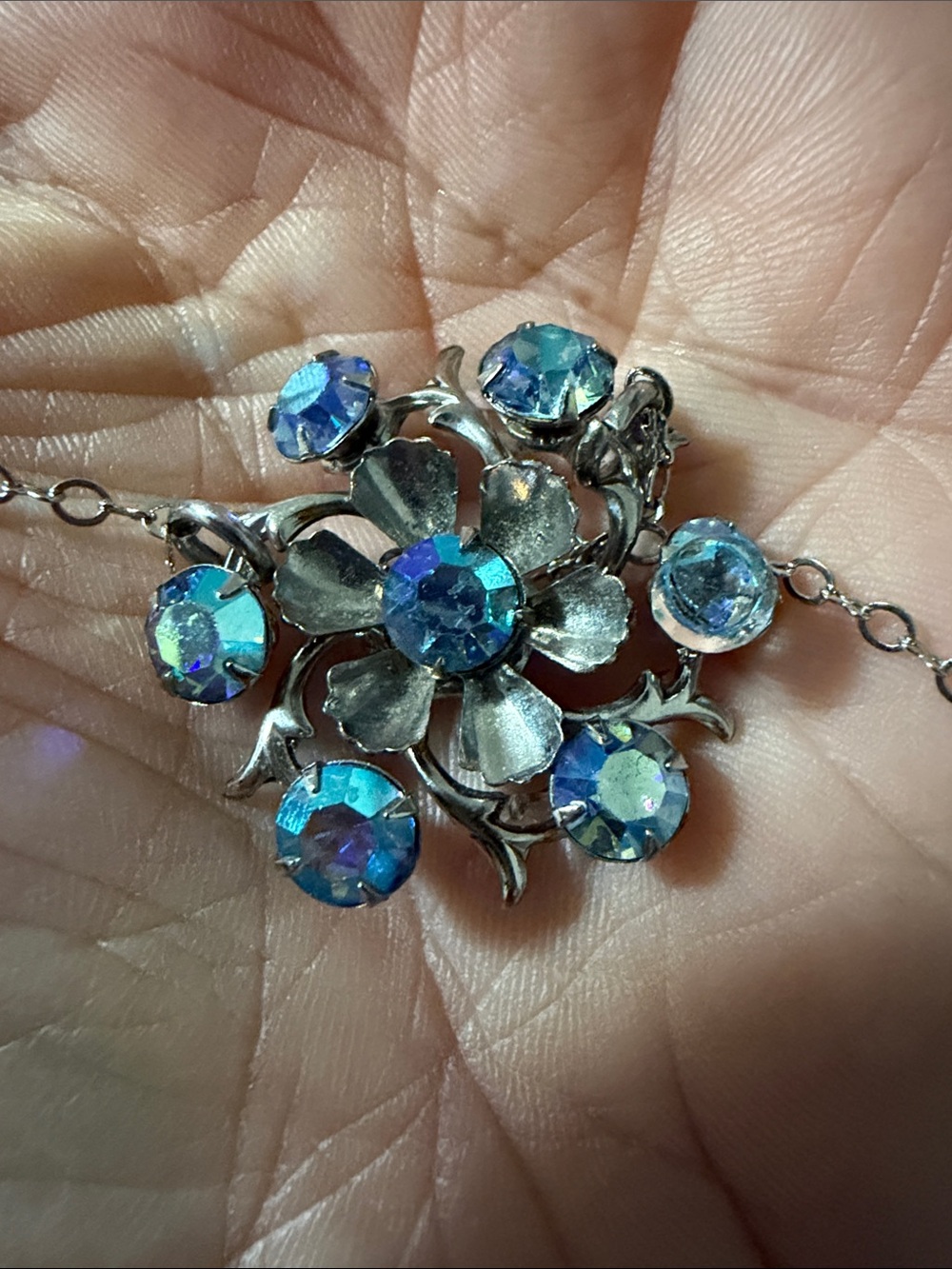 Blue Crystal Cluster Pendant Necklace - Picture 1 of 6
